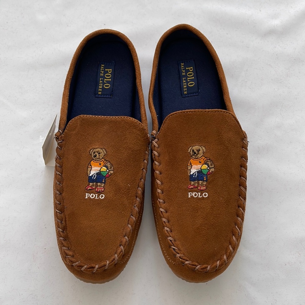 Polo Ralph Lauren Men’s Polo Beach Bear Micro suede Mule Slippers  New
